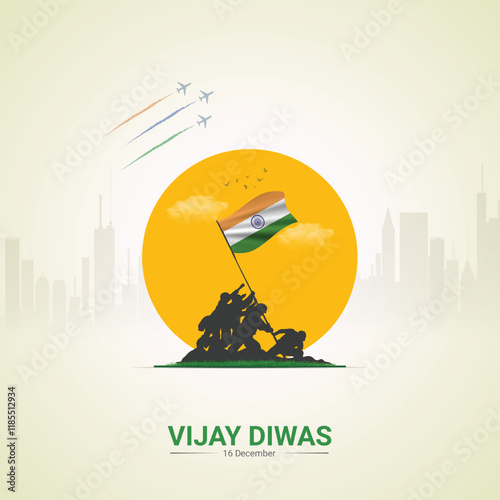 Vijay Diwas. Victory Day. 16 December 1971. Holiday Concept. design for social media posts.