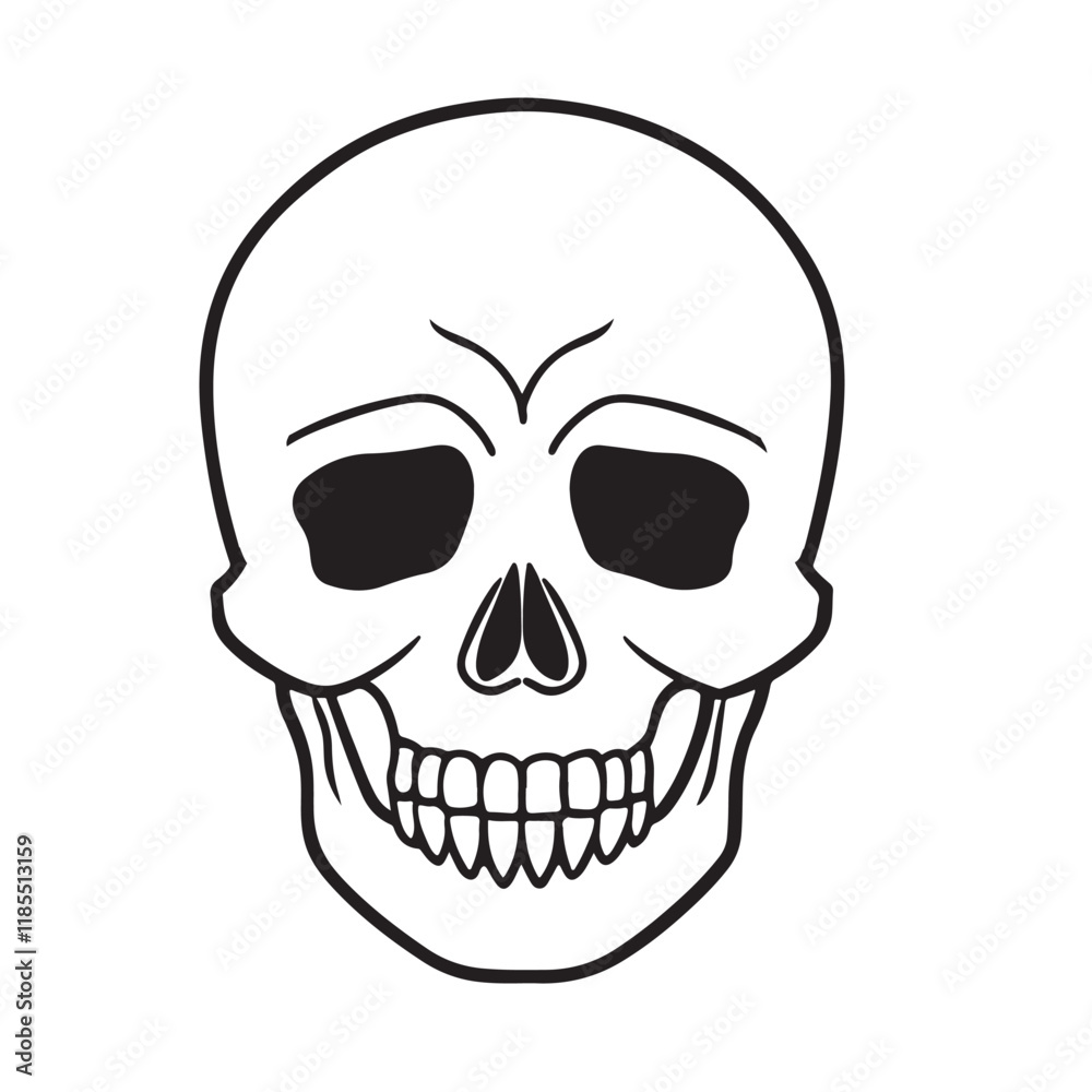 The skull icon. Black silhouette of a human skull. Vector illustration isolated on a white background for design and web. The skull icon. Black silhouette of a human skull. Vector illustration isolated on a white background for design and web.