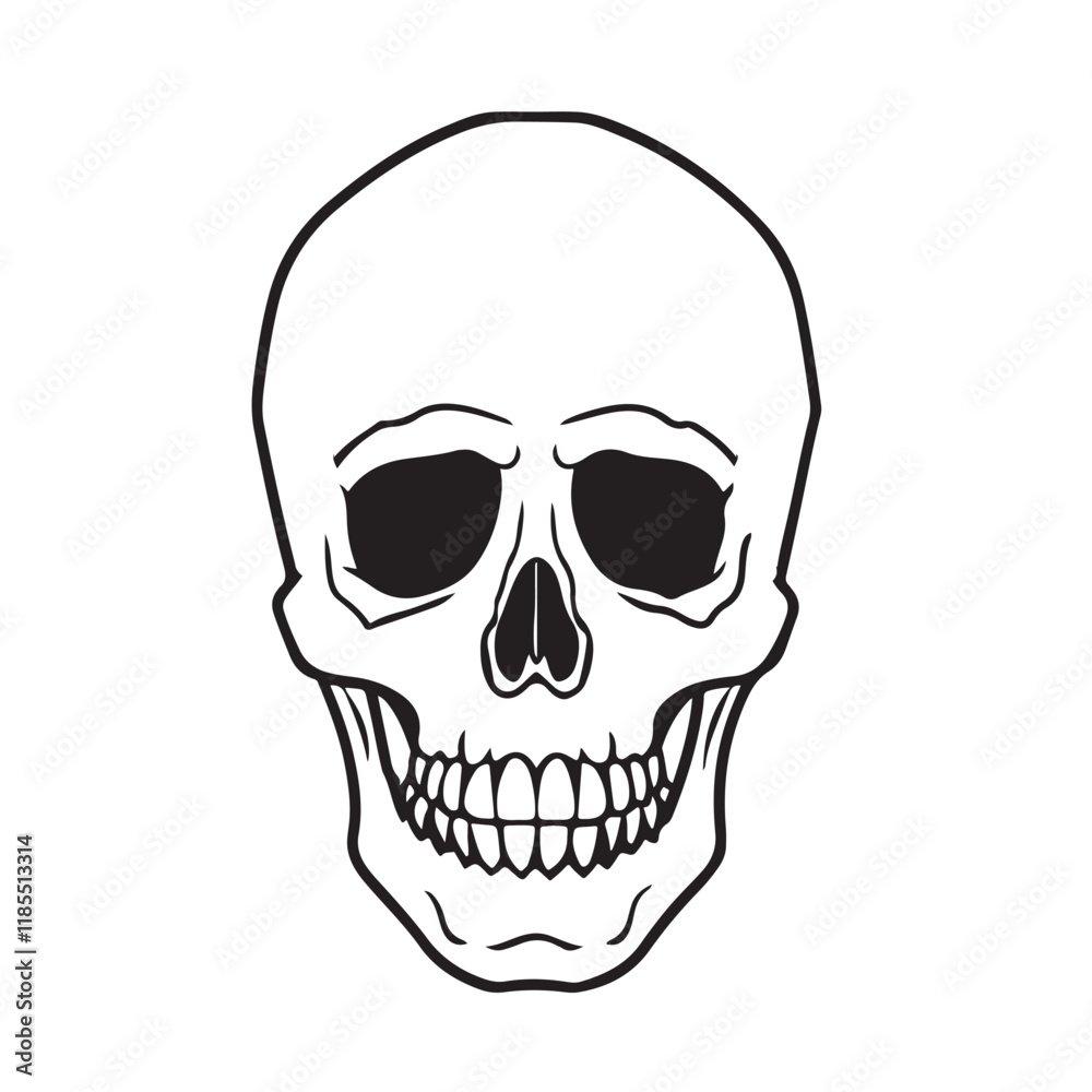 The skull icon. Black silhouette of a human skull. Vector illustration isolated on a white background for design and web. The skull icon. Black silhouette of a human skull. Vector illustration isolated on a white background for design and web.