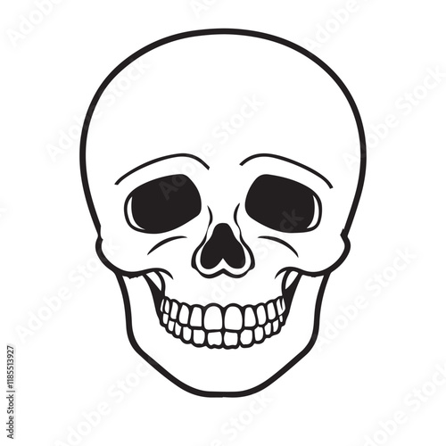 The skull icon. Black silhouette of a human skull. Vector illustration isolated on a white background for design and web.