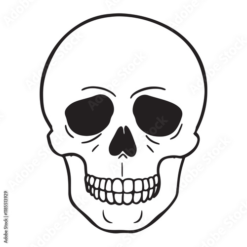 The skull icon. Black silhouette of a human skull. Vector illustration isolated on a white background for design and web.