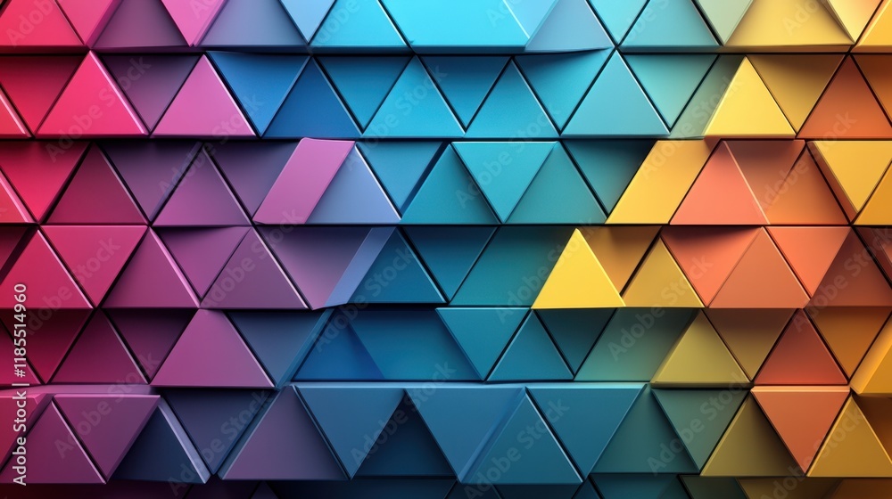 Abstract Colorful Triangular Geometric Pattern Background Design with Vibrant Hues and 3D Texture Abstract Colorful Triangular Geometric Pattern Background Design with Vibrant Hues and 3D Texture
