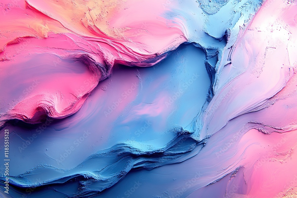 Fototapeta premium A vibrant abstract painting with swirling pink and blue hues, evoking a sense of fluidity and emotion.