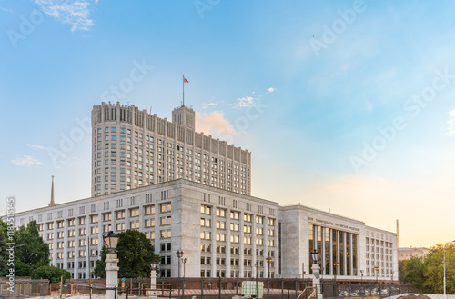 House of the government of the russian federation, White House, at summer sunset, Moscow, Russia.