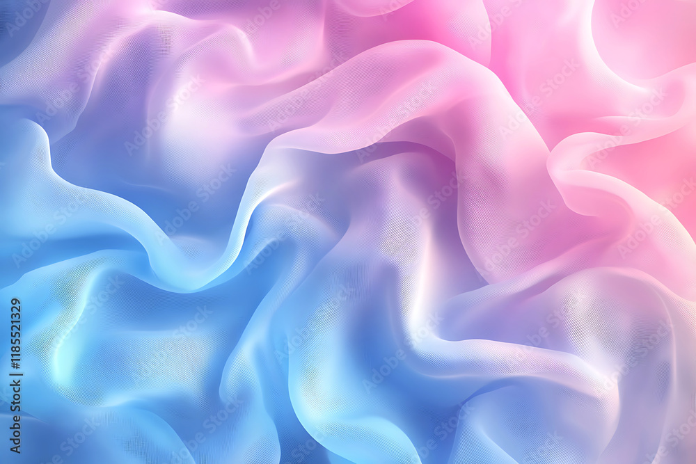 Obraz premium Blended pastel pink and blue fabric textures flowing in gradient patterns, forming an elegant and artistic abstract background for text and branding concepts