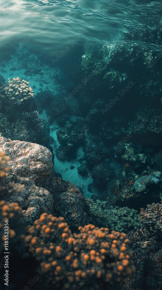 Fototapeta premium Vibrant Underwater Coral Reef Scene