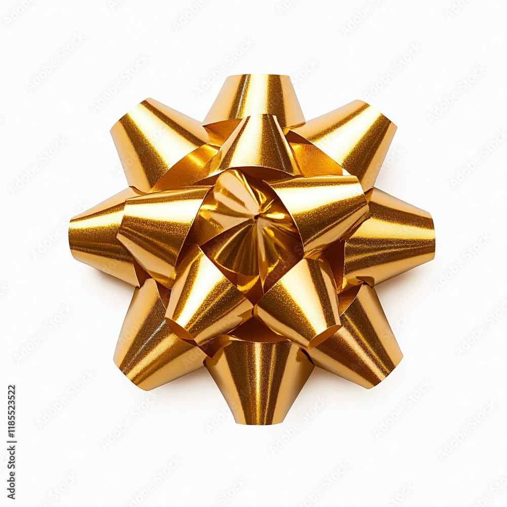 A photorealistic golden gift bow on a white background, perfect for holiday designs, gift wrapping, or promotional materials for celebrations and events. A photorealistic golden gift bow on a white background, perfect for holiday designs, gift wrapping, or promotional materials for celebrations and events.