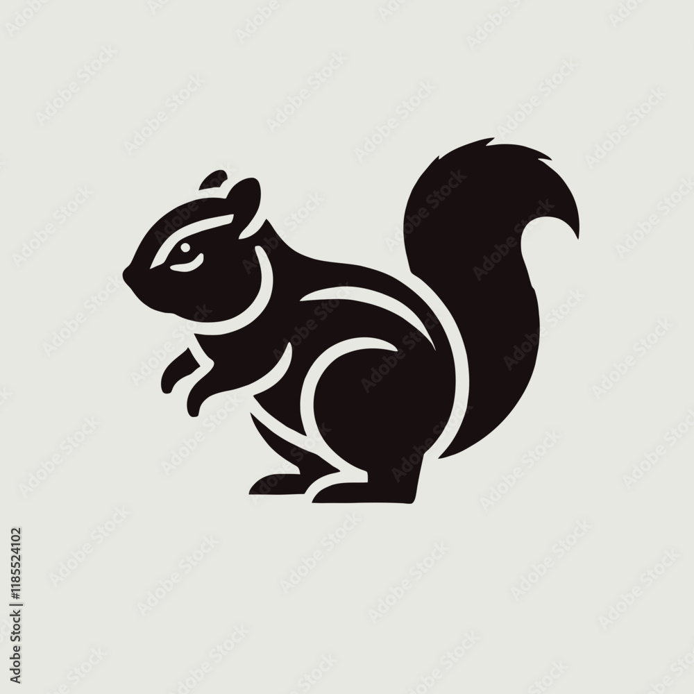 very simple flat and minimalist Chipmunk silhouette in black on a white background very simple flat and minimalist Chipmunk silhouette in black on a white background