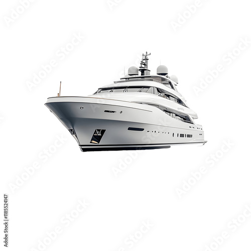 Luxury Yacht Floating on Calm Water with a Transparent Background.