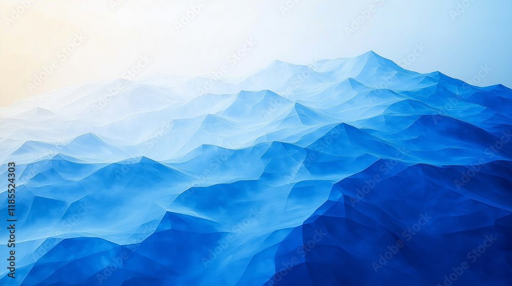Obraz premium Abstract blue waves with smooth gradient and flowing textures.