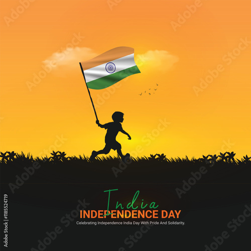 Indian Independence Day, Indian Independence Day creative ads design. social media post vector 3D illustration. 