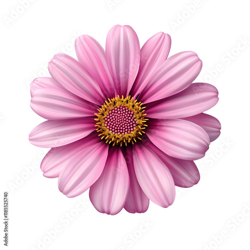 Pink Flower with Yellow Center Isolated on Transparent Background