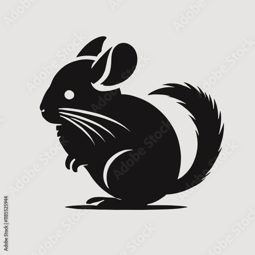 very simple flat and minimalist Chinchilla silhouette in black on a white background