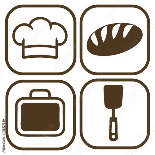 Bakery, patisserie icon set