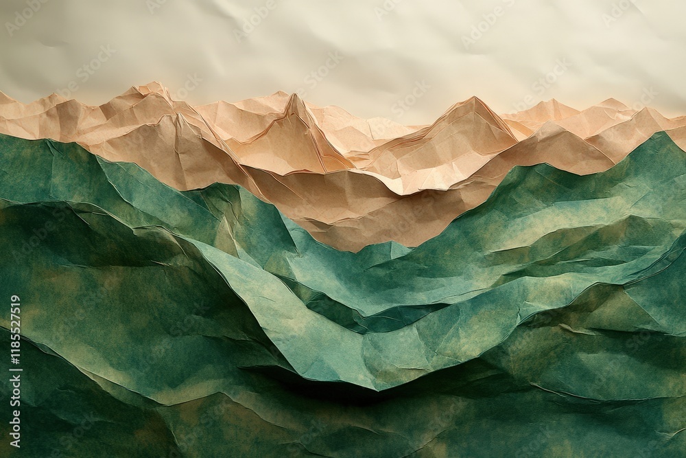 Fototapeta premium Abstract Paper Sculpture Depicting Mountain Ranges
