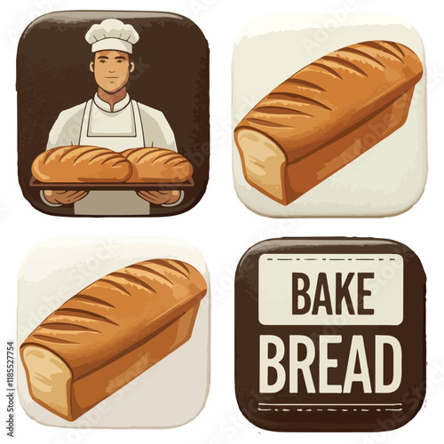 Bakery, patisserie icon set