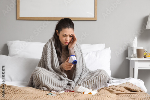 Ill young woman with infrar...