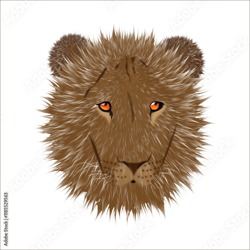 Illustration of a lion with a thick mane