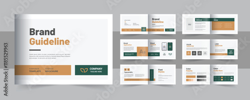 Multicolored brand guidelines template, landscape brand manual design or corporate guide line identity presentation layout
