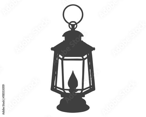 Vintage oil lamp with metal and glass on a white background