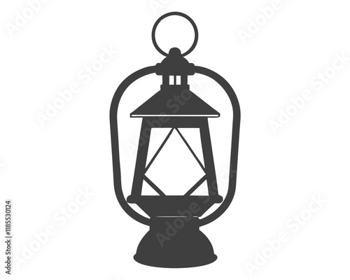 Vintage oil lamp with metal and glass on a white background