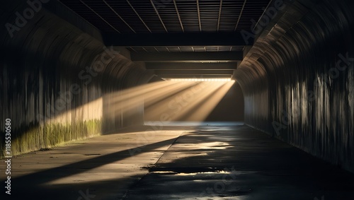 Empty dark ambient underpass with some lovely lighting and contrast