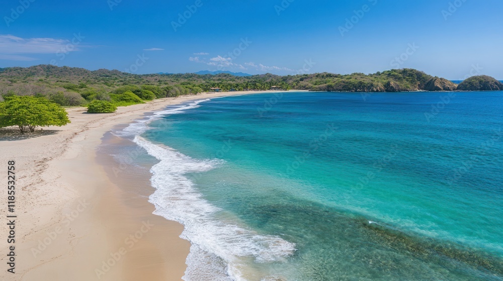 Pristine Tropical Beach with White Sand and Turquoise Water Pristine Tropical Beach with White Sand and Turquoise Water