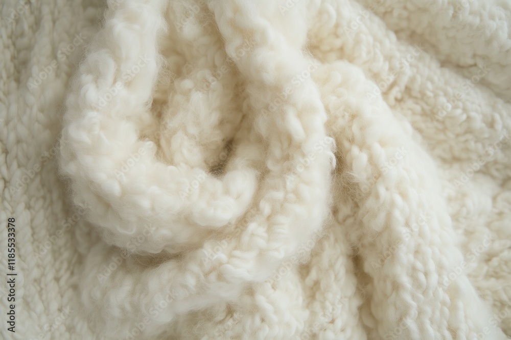 Cozy white wool blanket close-up texture for warmth and comfort Cozy white wool blanket close-up texture for warmth and comfort