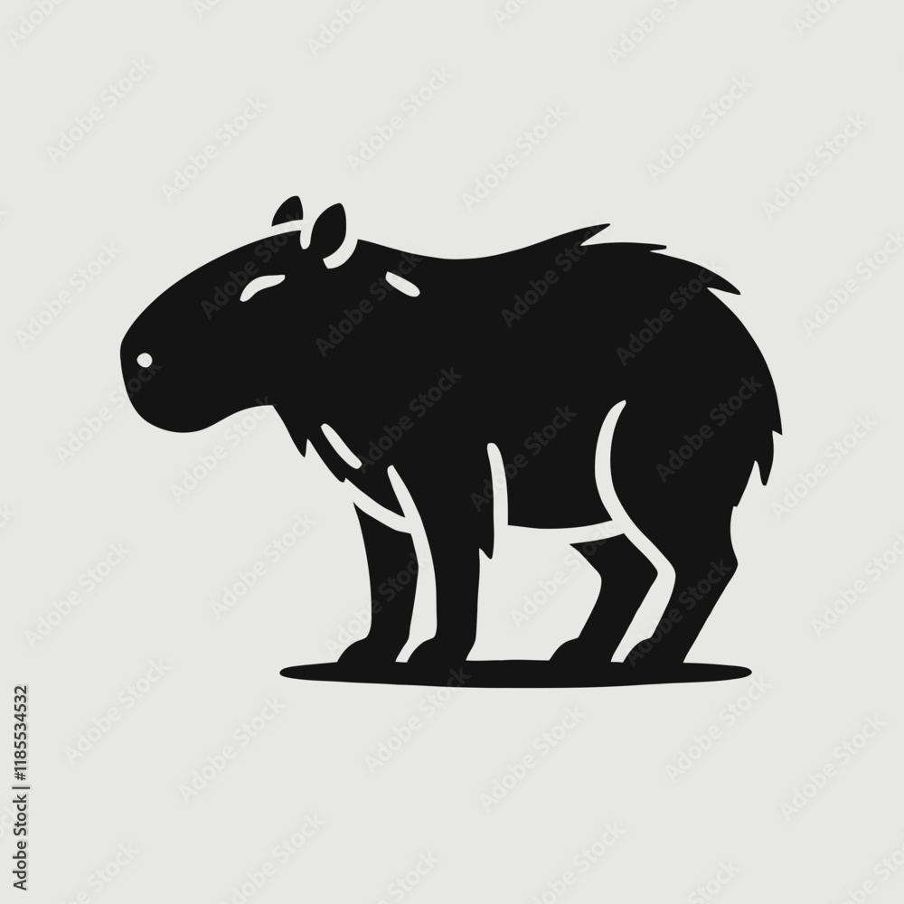 Obraz premium very simple flat and minimalist Capybara silhouette in black on a white background