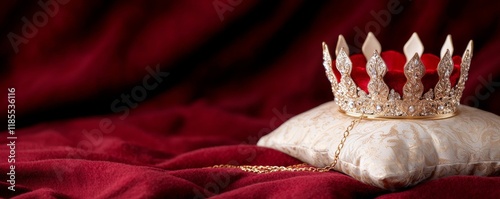 Royal Crown on Velvet Gold, Red, Close-up Composition, Royalty, Power Royalty, Power photo