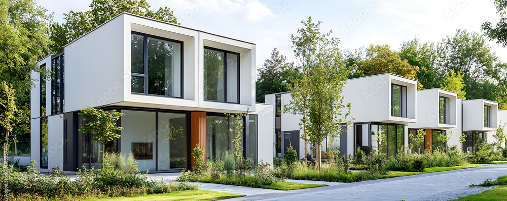 Luxury modern home with green tree. Modern architecture Luxury modern home with green tree. Modern architecture