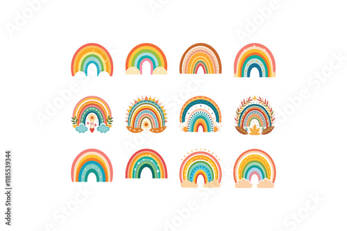 "Boho Rainbow Vector Illustration: Trendy Bohemian Design"

