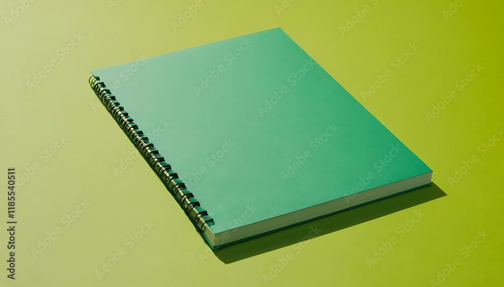 Fototapeta premium Note Pad and Pen on Pink and Green Background,Opend notebook spiral bound on green background,book, education, open, page, pen, spiral, stationary,78546