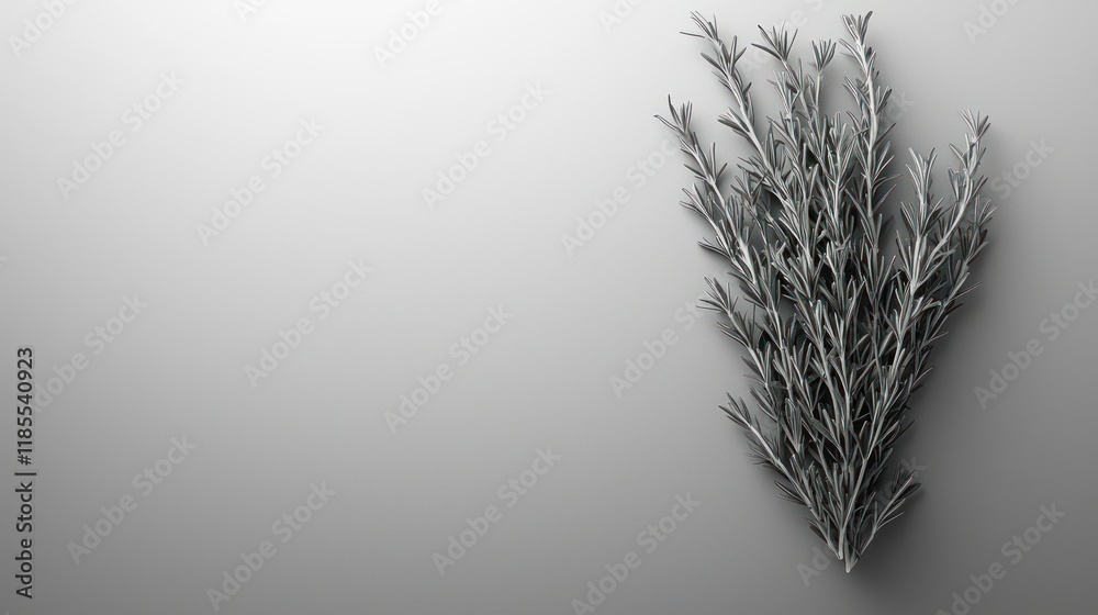 Fototapeta premium Abstract Monochromatic Plant Formation Digital Art: Minimalist Gray Background