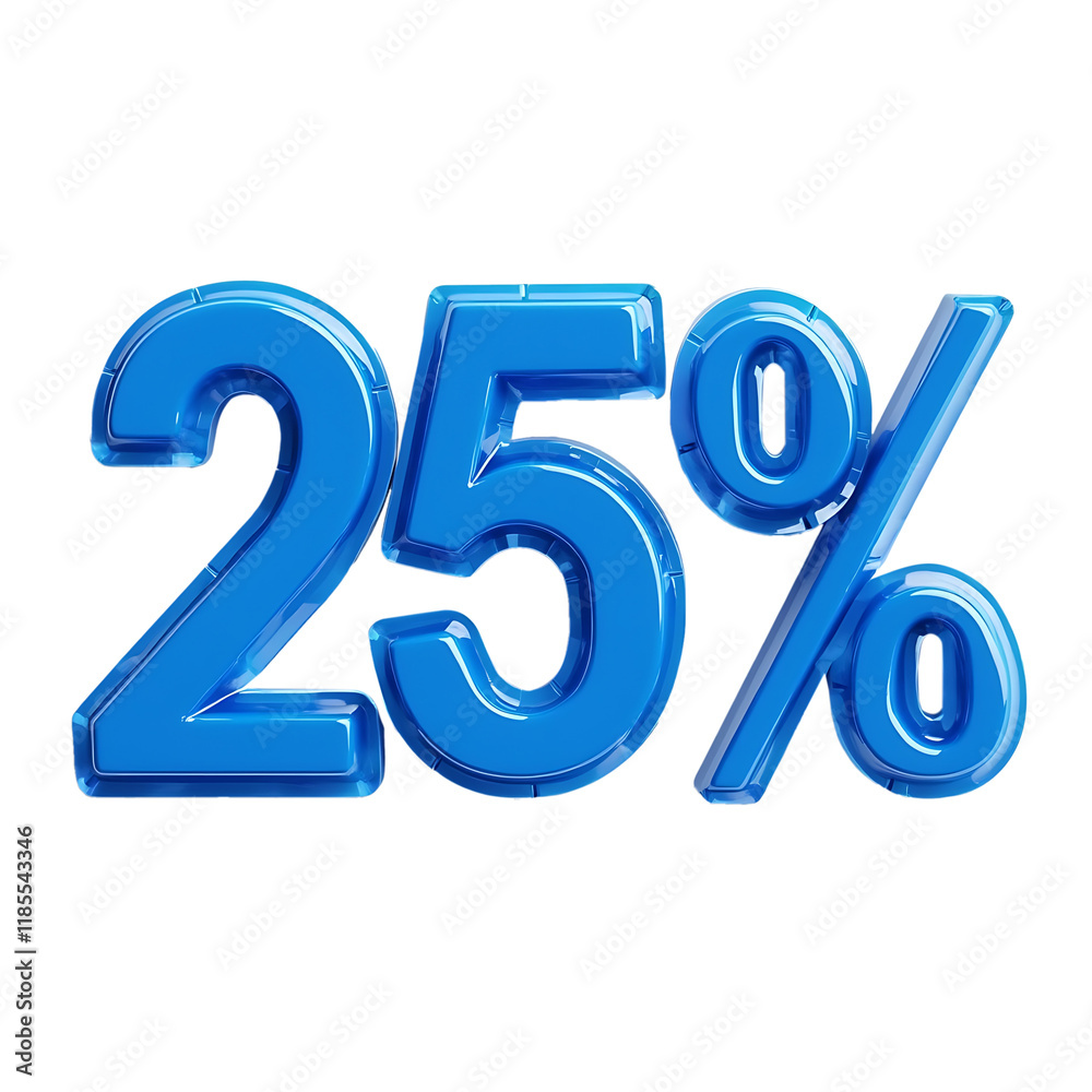 Blue 25 Percent Symbol on transparent Background for Discounts and Promotions Blue 25 Percent Symbol on transparent Background for Discounts and Promotions
