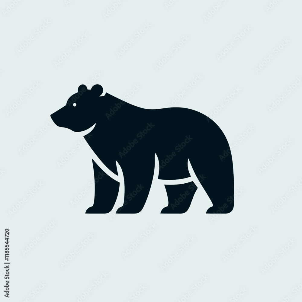 Fototapeta premium very simple flat and minimalist Black Bear silhouette in black on a white background