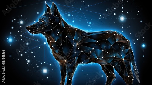 Celestial Canine: A Wolf Constellated in Digital Art photo