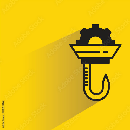 crane hook icon with shadow on yellow background