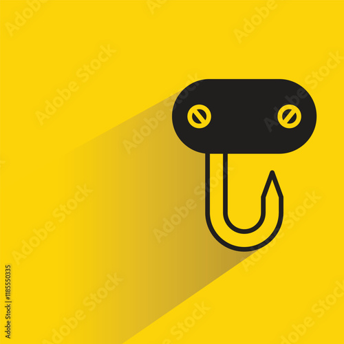 pulley crane hook icon with shadow on yellow background