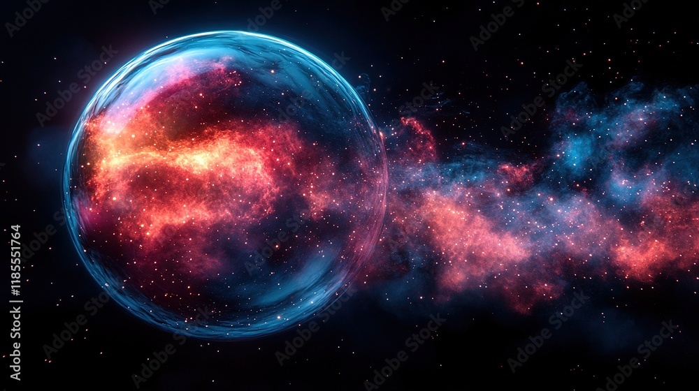 A vibrant cosmic scene featuring a glowing planet surrounded by colorful nebulae and stardust elements. A vibrant cosmic scene featuring a glowing planet surrounded by colorful nebulae and stardust elements.
