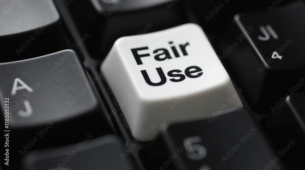 Close-Up of Keyboard Key Featuring 'Fair Use' Text on White Close-Up of Keyboard Key Featuring 'Fair Use' Text on White