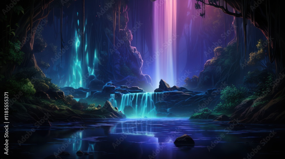 Fototapeta premium Enchanted Waterfall in a Mystical Forest