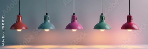 Sleek modern pendant lamps hanging from thin wires , wire, light fixture