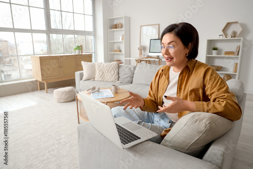 Mature woman with laptop vi...