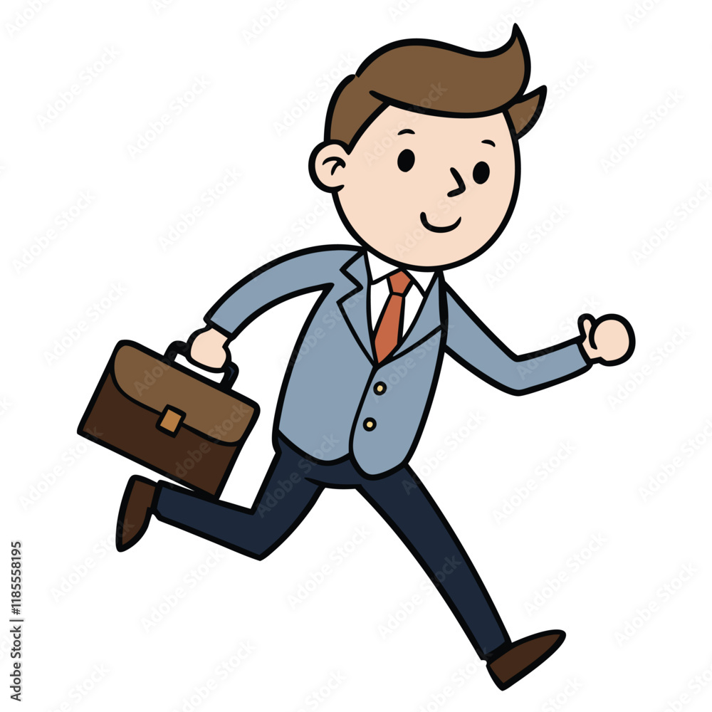 cartoon businessman running isolated on white background cartoon businessman running isolated on white background