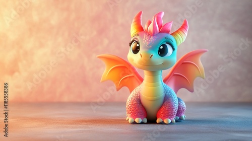 Friendly Baby Dragon Toy with Soft Rounded Features and Flames