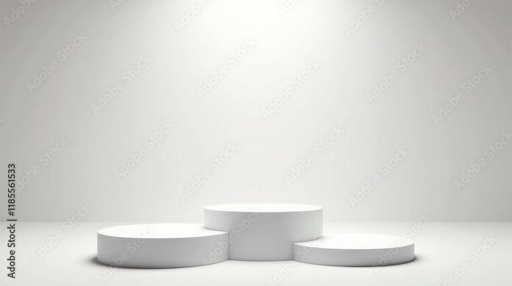 Fototapeta premium Minimalist White Podium Spotlight Studio Background