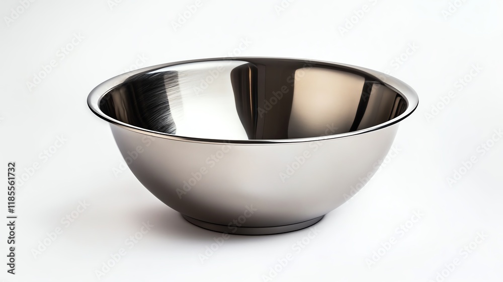 Metal mixing bowl, shiny surface on white isolated background. Metal mixing bowl, shiny surface on white isolated background.