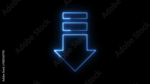 Down Arrow digital technology blue neon animation