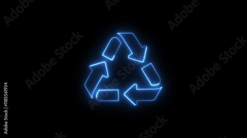 Recycle digital technology blue neon animation